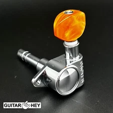 NEW Grover 106 Original Locking Rotomatic Tuners SMALL Amber Buttons 3x3, CHROME