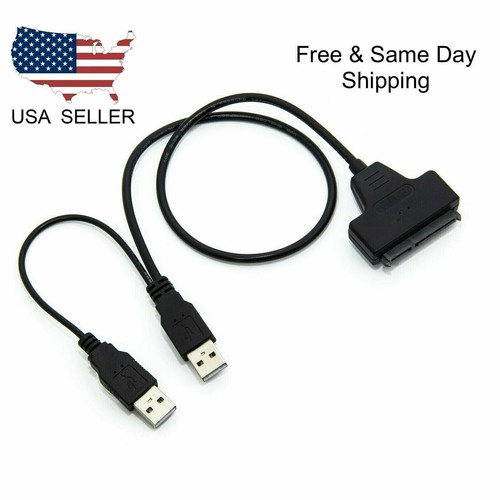 Double USB 2.0 to 2.5'' HDD 7+15pin SATA Hard Drive Cable Adapter PC Connector - Picture 14 of 18