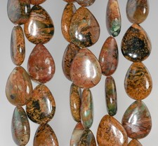 20X15MM AFRICAN GREEN OPAL GEMSTONE BROWN GREEN TEARDROP LOOSE BEADS 16inch