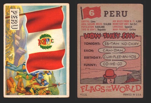 1956 Flaggen der Welt Vintage Sammelkarten Sie wählen Singles #1-#80 Topps - Bild 16 von 75