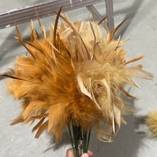 Set of 11 Orange Yellow Fuzzy Real Feather Decorative Pieces