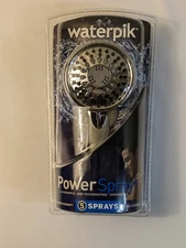 Waterpik PowerSpray Plus Chrome 5 setting Showerhead 1.8 gpm Quick Easy Install 