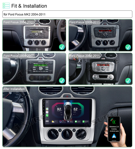 Android 14 9'' Car Stereo 2+32G CarPlay Sat Nav GPS For Ford Focus MK2 2004-2011 - Picture 4 of 10