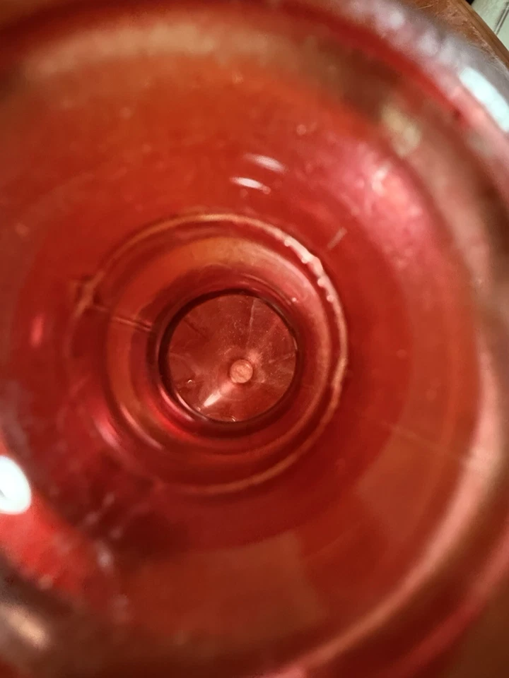 Vintage Iridescent Ruby Red Cranberry Glass Decanter Vase Candle Holder - Image 4 of 4