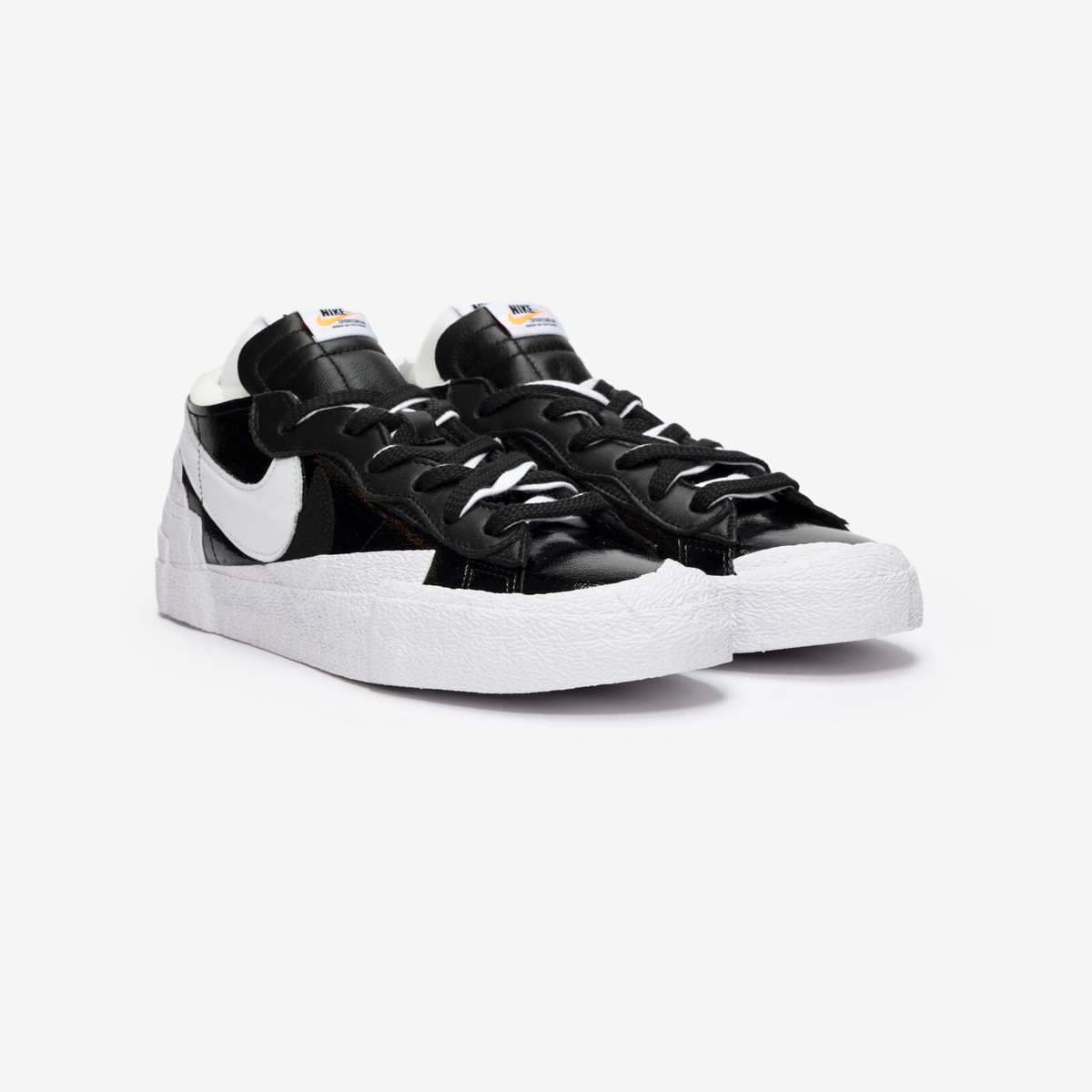 Nike Sacai Blazer Low Black Patent Leather Sneaker Shoes