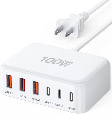 USB C Fast Charger, 100W GaN 6 Port Type USB C, Charging Station Hub Block Cube