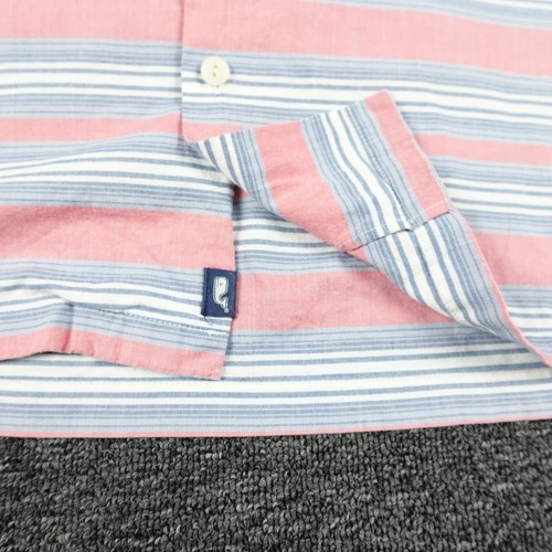 Vineyard Vines Shirt Mens Extra Large Pink Blue Sunstone Cabana Preppy Stretch - Picture 5 of 12