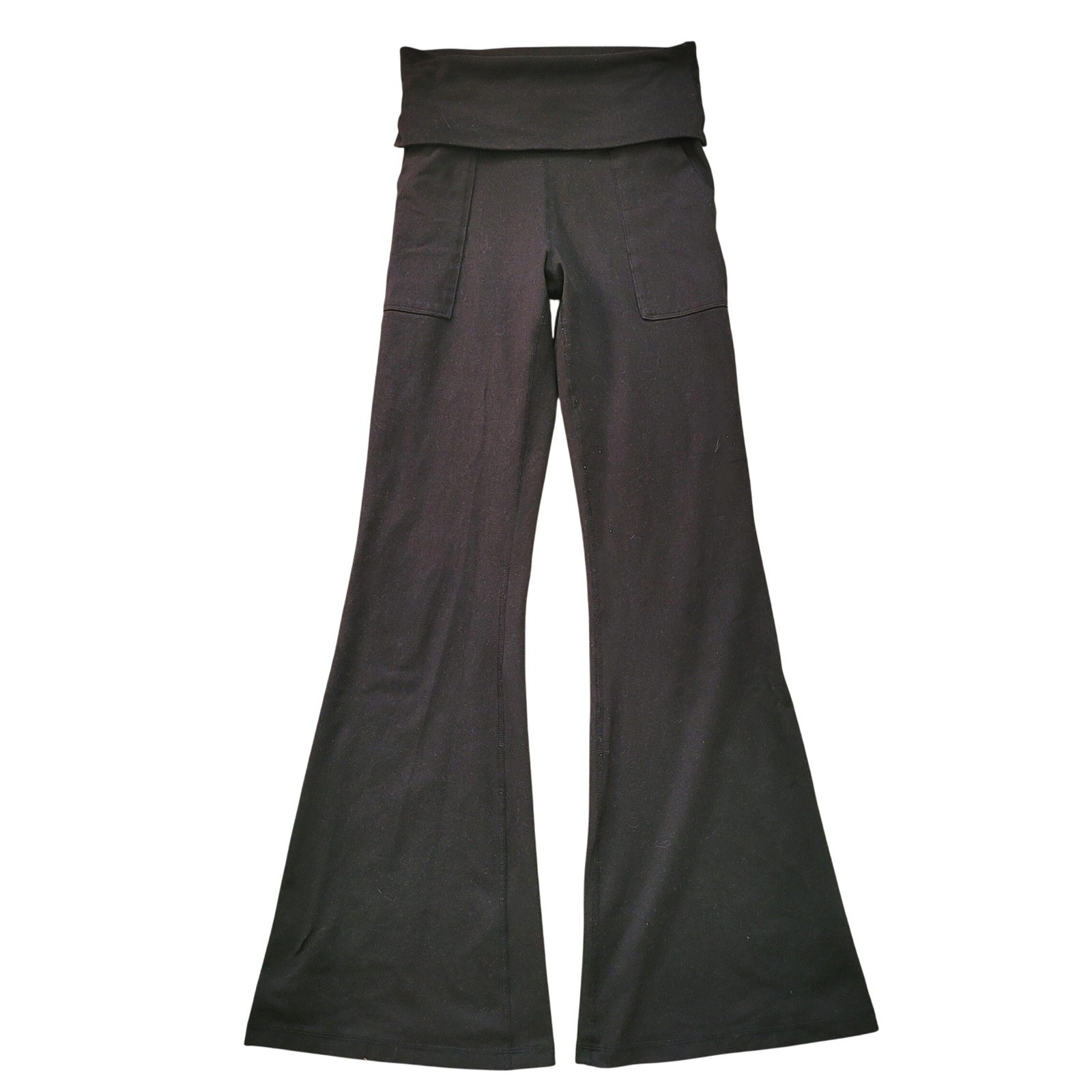 OFFLINE by Aerie Size S Flare Leggings Black The Hugger Foldover Hi-Rise Pocket