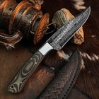 8.8" inch Damascus Steel Hunting Knife Full Tang Micarta Handle Leather Sheath — photo 7