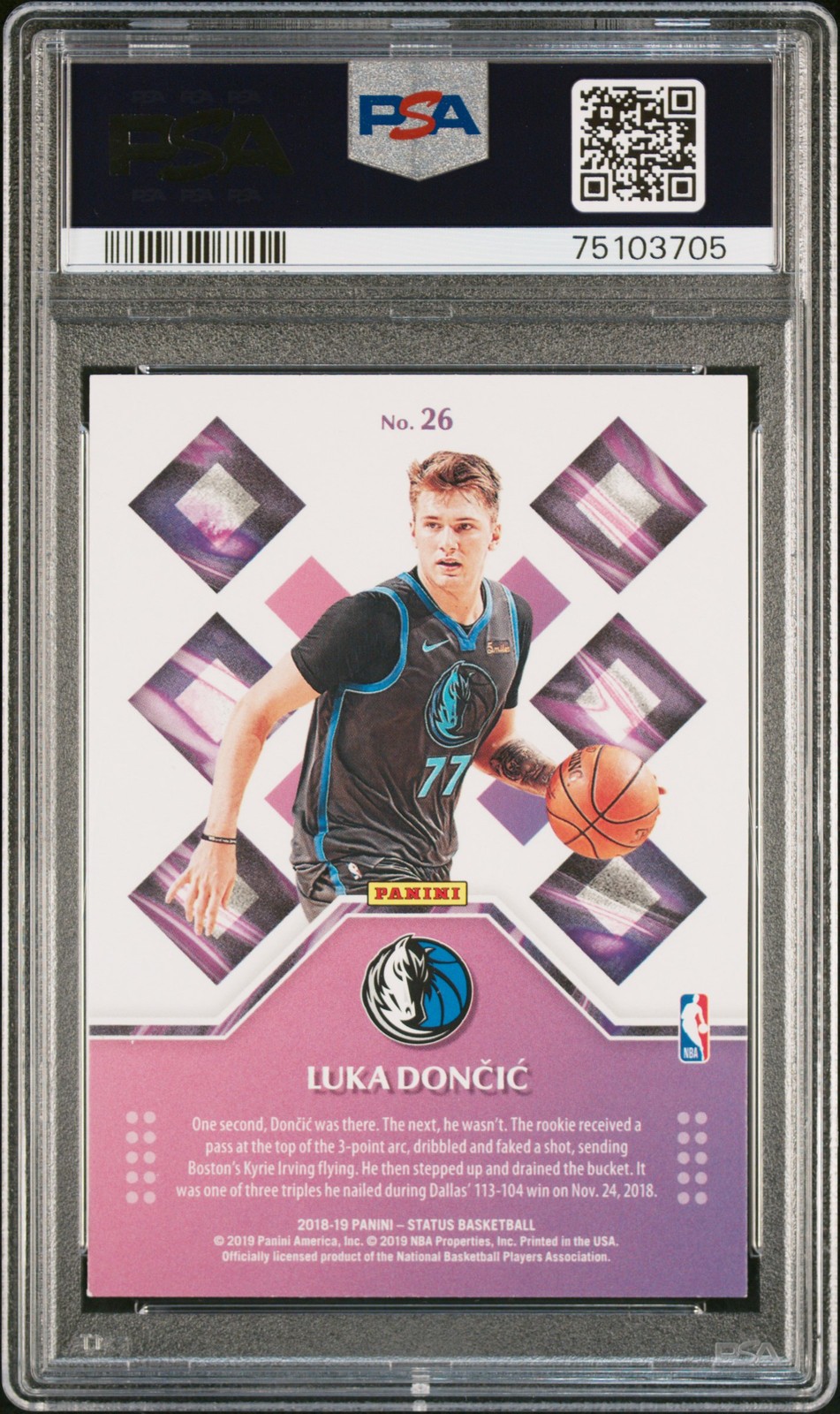 2018 PANINI STATUS ROOKIE CREDENTIALS #26 LUKA DONCIC ROOKIE RC PSA 8 view 2