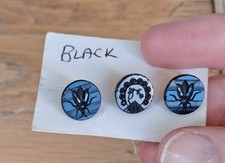 Antique Victorian Black Glass Buttons Insects Wasps Flies French Jet Mourning