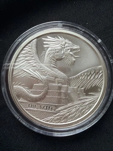 The Aztec World of Dragons Collector Coin 1 Troy Oz .999 Fine Silver Round Medal