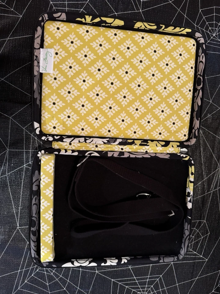 TECH CASE Vera Bradley Organizer BLACK YELLOW WHITE  ZIP TOP Bag EUC - Image 2 of 4