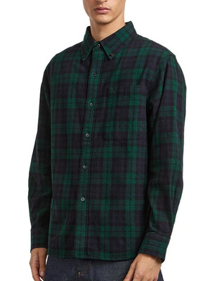 *Flawed Sir Pendleton Fine Worsted Wool Plaid Button Down Shirt Green Mens Large