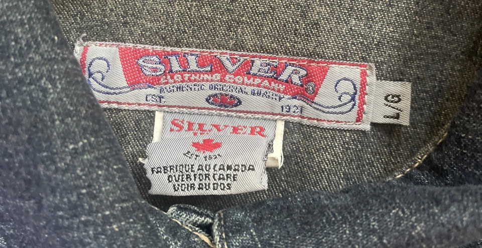 Серебряная женская джинсовая куртка размер большой водитель грузовика темная стирка - Изображение 4 из 4