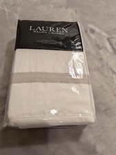 Lauren Ralph Lauren Carolyne Frame Euro Pillow Sham White Gray Linen New