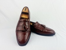 RODOLFO VALENTINO Brogue Loafers Mens 12 Burgundy Leather Kiltie Tassel