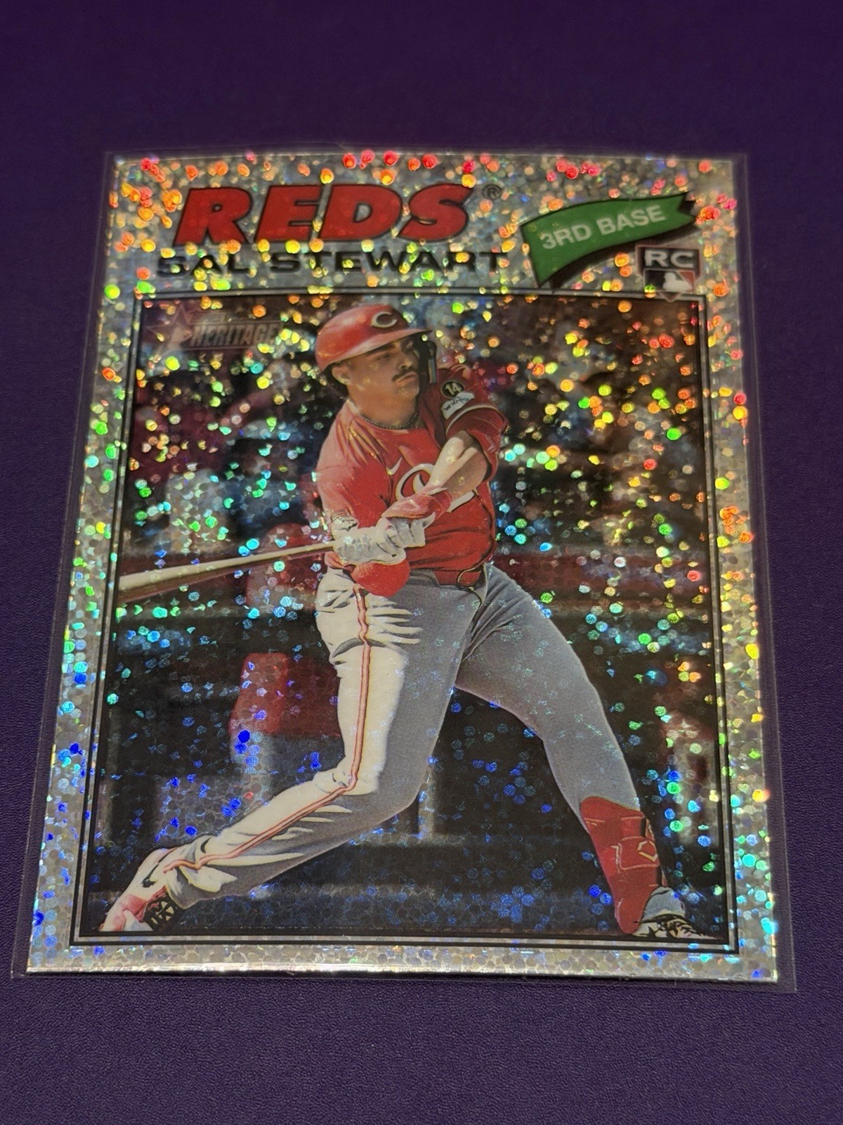 2026 Topps Heritage - Sal Stewart #221 Chrome Silver Sparkle Refractor (RC)