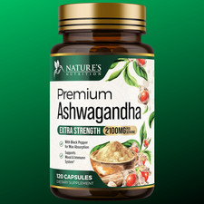 Organic Ashwagandha Capsules 2100mg Supplement w/ Black Pepper Root Powder