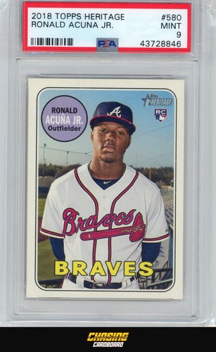 2018 Topps Heritage RONALD ACUNA JR. RC Rookie #580 BRAVES PSA 9 MINT O97