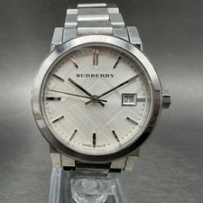 Burberry Watch Women 35mm Silver Dial Silver Tone Date Round BU9144 New Battery