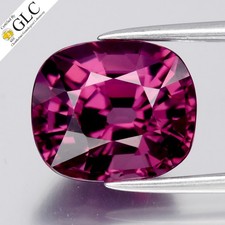  GLC CERTIFIED 4.36ct IF Cushion Natural Purplish Pink Rhodolite Garnet Gem
