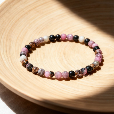 Natural Rhodonite 4mm Beaded Bracelet Healing Crystal Stretch Bracelet Gift