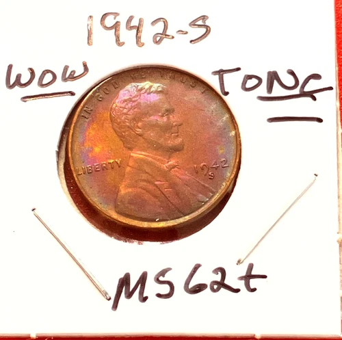 1942-S Lincoln Wheat Cent Penny GEM RED BU From an Original Bank Roll