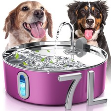 Dog Water Fountain for Large Dogs 7L/236oz Stainless Steel Dog Water Bowl Dis...