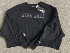Utah Jazz Jewel Bling Officially Licensed NBA Womens Fleece Long Sleeve Md Crop