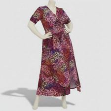 Vince Camuto Women Purple Printed Shirred V-Neck Elbow Sleeve Dress Plus Sz: 16W