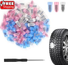 100PCS Tire Repair Screws Kit With Screwdriver 3 Sizes Rubber Plugs Flat Tires