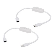 2Pcs USB Type C Switch Extension Cable, 20AWG Copper Core 5A Cord, White 0.9FT