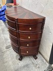 Vintage Mahogany Demilune Chest of Drawers with Sunburst Inlaid Top Carved Feet — photo 3