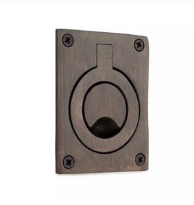 Set of 2 Signiture Hardware Pocket Door Ring Flush Pulls - Oil Rubbed Bronze
