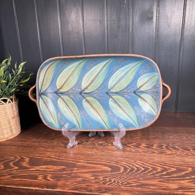 Small Vintage Dybdahl Denmark Pottery Casserole or Bread Dish with Leaf Pattern