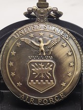 US Air Force Pocket Watch Quartz Eagle Crest Front Military Gift Collectible S1
