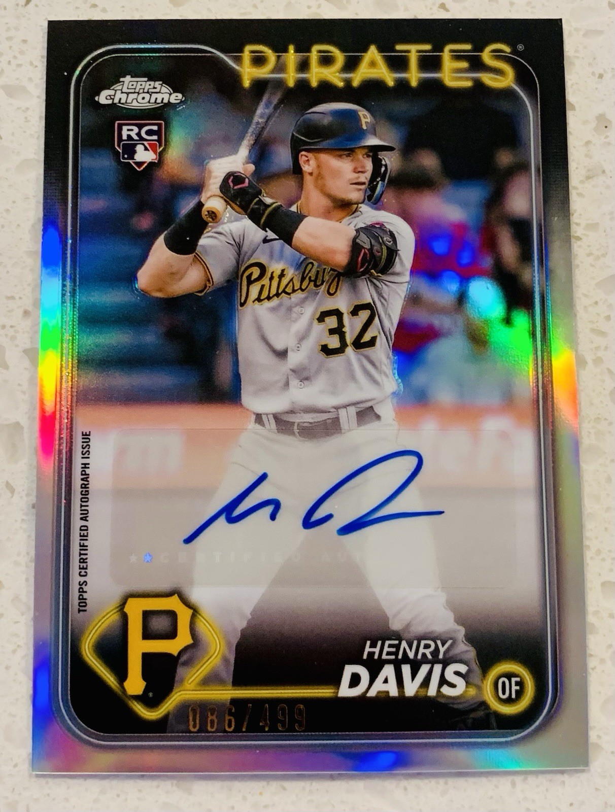 Henry Davis 086/499 Refractor Rookie Auto 2024 Topps Chrome Update Baseball Card