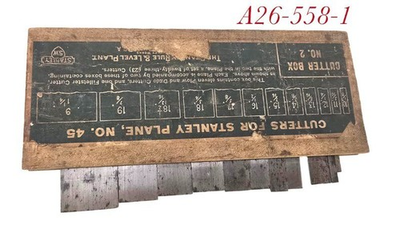 #ad sweetheart era STANLEY TOOLS #2 CUTTERS IRONS box set 45 plane $100.00