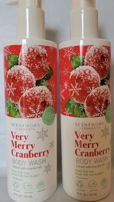 2x Scentworx by Slatkin & Co - Very Merry Cranberry Body Wash w/ Essential Oils