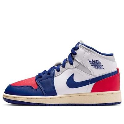 Jordan バスケットボールシューズ 青/白/赤 Nike Air Jordan 1 Mid SE White Red Blue Multi-Color Swoosh 852542