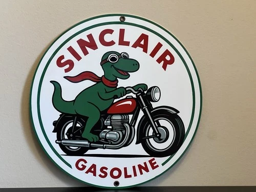Sinclair Dino  Motorcycle Gasoline  Oil Vintage  Style Metal Sign