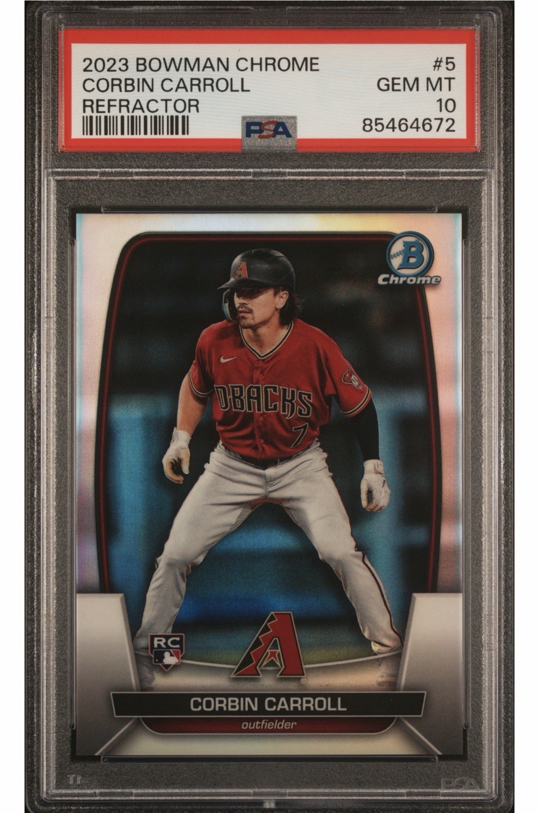 2023 Bowman Chrome Corbin Carroll #5 Refractor /499 (RC)🔥PSA🔥10!