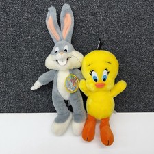 Vintage 1989 Mighty Star Warner Bros Bugs Bunny  Tweety Plush Set 16   15  XP