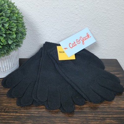 Cat Jack Black OSFM 3 Pack Tech Touch Gloves Kids Youth Winter Warm