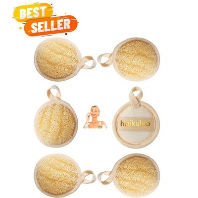 Natural Loofah Scrubber for Face - 6 Exfoliating Pads to Reveal Radiant Skin