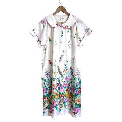 #ad Vintage Katz Womens Cottagecore Nightgown Size M Floral Pearl Snap House Dress $25.00