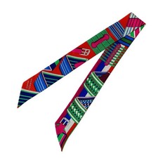 Authentic HERMES 100% Silk Scarf Twilly SANGLES EN ZIGZAG Used From Japan 02K