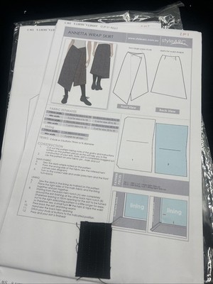 Style Arc Paper Sewing Pattern Annetta Asymmetrical Wrap Skirt Sz 8 Uncut