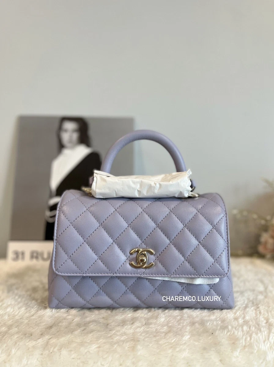 NWT 💜 CHANEL 21K Lilac Lavender Purple COCO Handle Small Caviar 💜GHW  Microchip